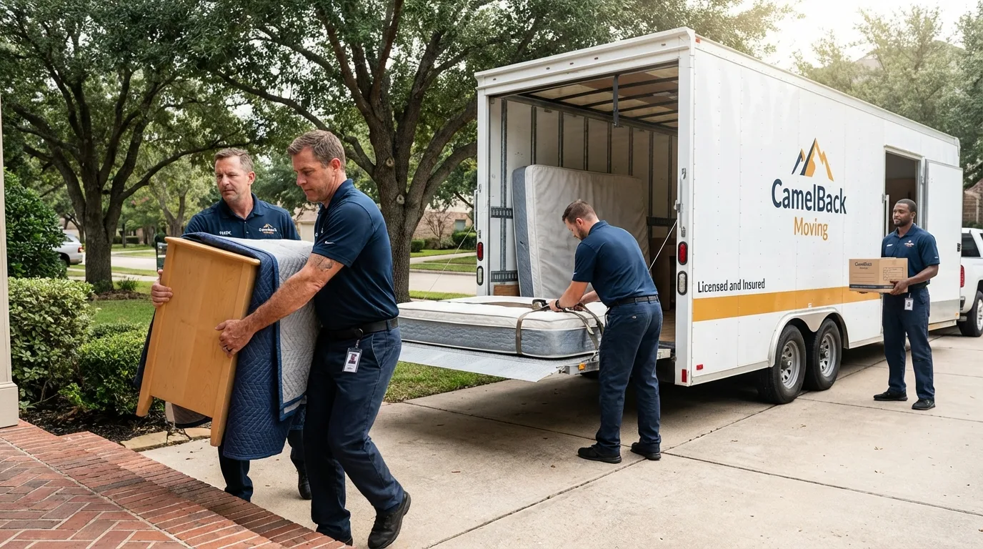 Crew loading residential truck for cross-state move from Oberlin, OH
