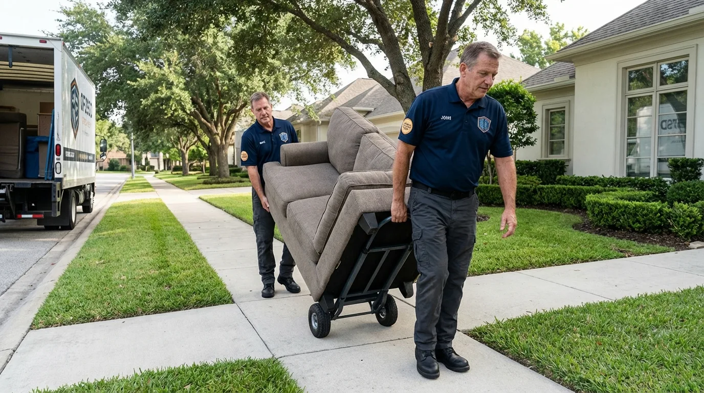 Local residential moving crew loading furniture in Oberlin, OH